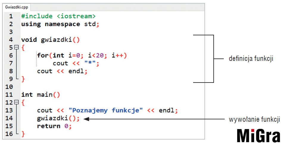 Stosowanie funkcji niezwracającej wartości bez parametróww języku C++